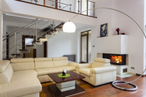 Bright, comfortable condo living room interior