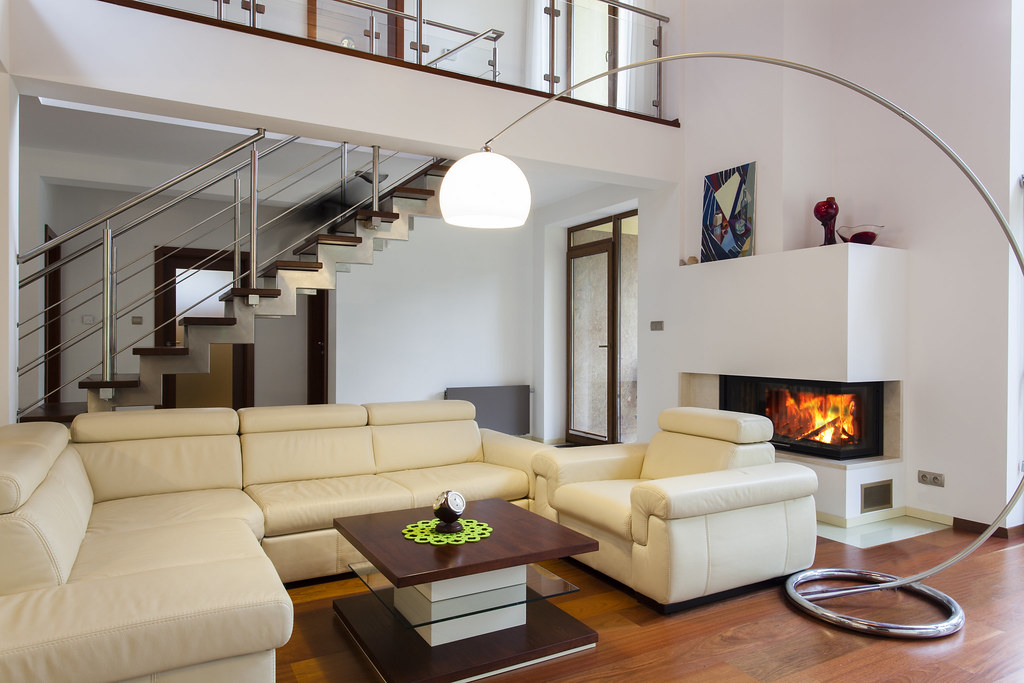Bright, comfortable condo living room interior
